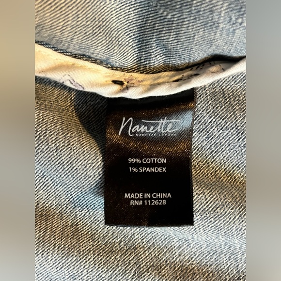 Nanette Lepore Women's Distressed Blue Denim Jacket wPaisley Pattern Size 1X - Picture 13 of 16